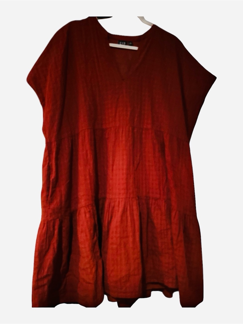 GAP colored-XXL Neck Tiered Tunic Dress in Rust red w/Pockets